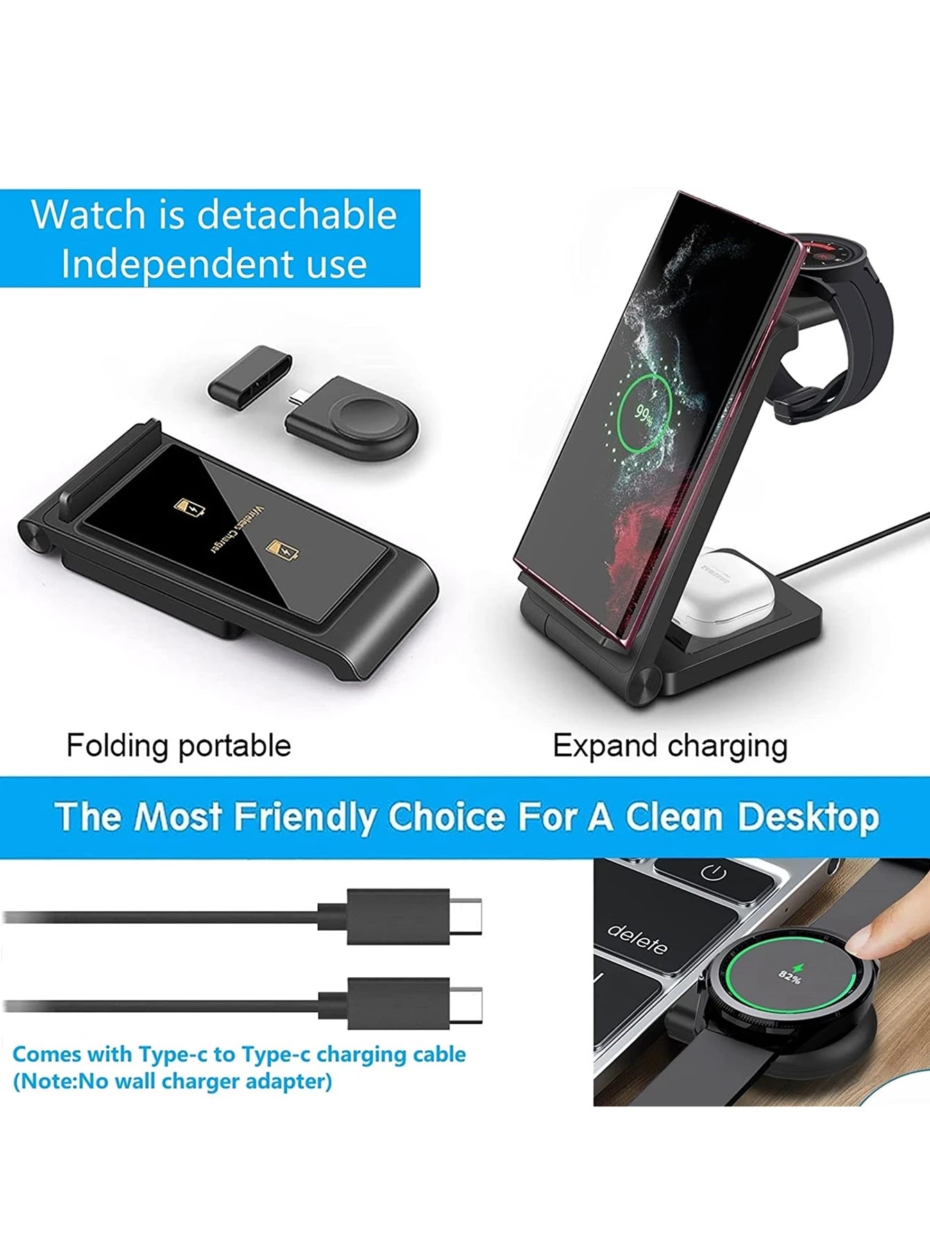 Professional title: "Multi-Device Wireless Fast Charging Station for Samsung Galaxy Devices and Galaxy Watch"